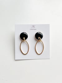 Paire de boucles d'oreilles céramique et plaqué or VINTA noir