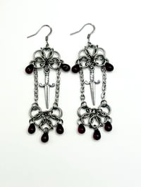 Image 2 of 'The Rogue'  Stainless Steel Chainmaille Earrings