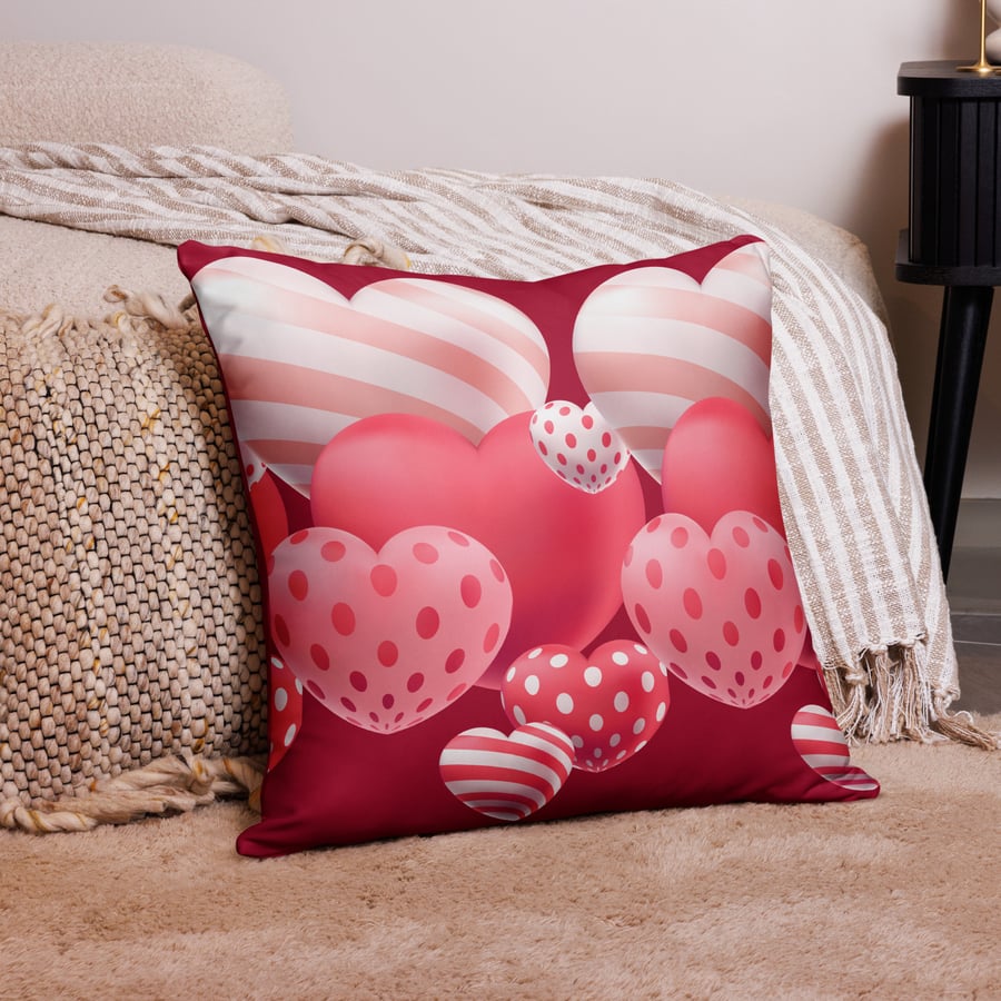 Image of 100% Polyester Love Hearts Pillow