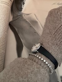 Image 3 of Vintage Ladies Dainty Silver Dial Leather Watch 