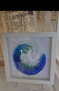 Image 1 of Fused Glass Wave Framed Art 