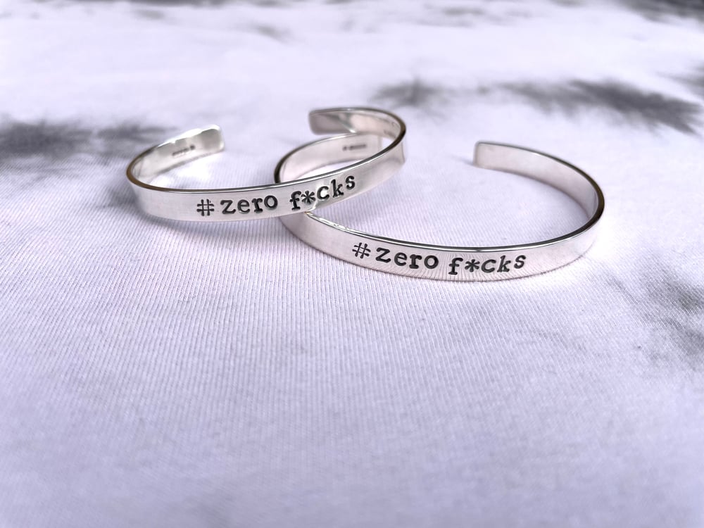 #zero fucks Sterling Silver Handmade Cuff Bracelet 925