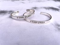 Image 2 of #zero fucks Sterling Silver Handmade Cuff Bracelet 925