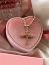 Dainty Pink Cruz Necklace