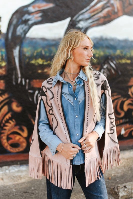 Image of WESTERN FRINGE CAPE- NEUTRAL