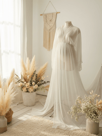 Image 1 of Maternity Photoshoot dress Eliana | size M | cream chiffon