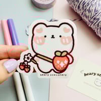Image 2 of Strawberry Purse Bear Vinyl Sticker