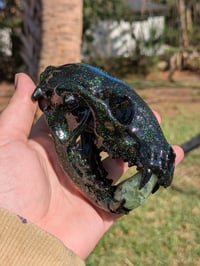 Image 3 of Holographic Prehnite Raccoon Skull