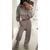 Grey Cropped Hoodie Tracksuit 