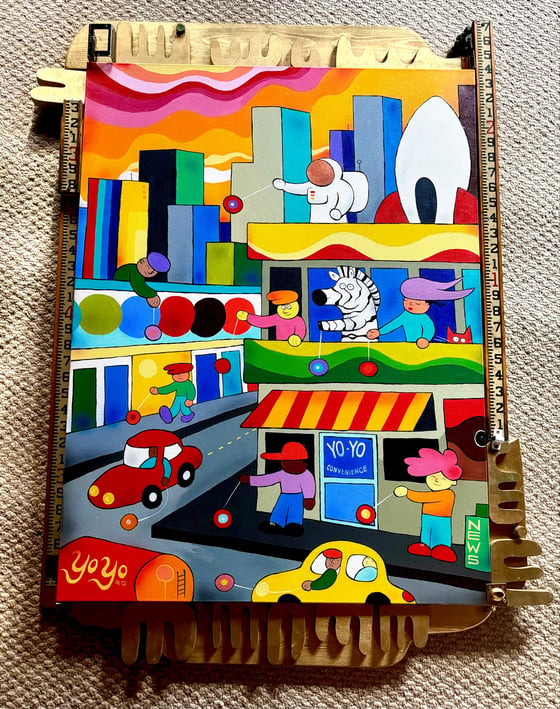 Image of Yo-Yo City Canvas with Custom Frame 30x36