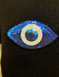 Image 4 of Evil Eye Knitted Dress, Handmade will fit up to Size U.K 14 