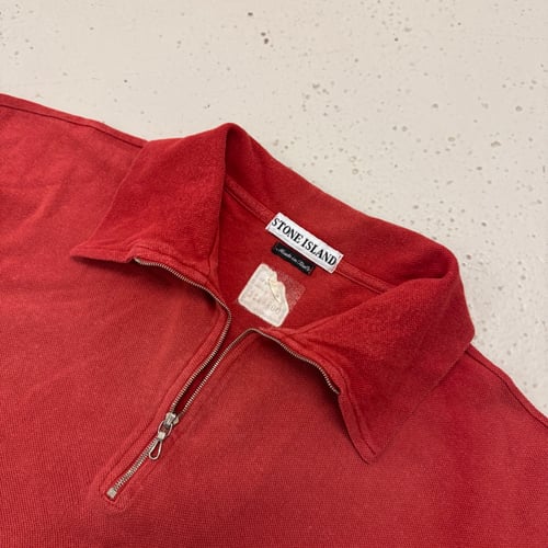 Image of SS 1996 Stone Island Marina 1/4 Zip Up Polo Shirt, Size Large