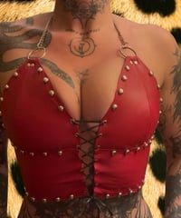 Image 1 of Red lace up top M
