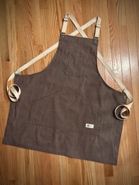 Image 3 of Bib Apron | 7 oz. Brown Ticking Stripe Canvas 