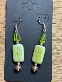 Czech Glass Green Tree Earrings