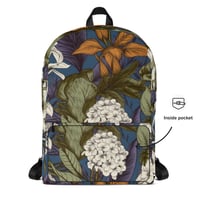 Image 4 of Art Nouveau Inspired Blue, Orange and White Boho Hippie Floral Sketch Backpack