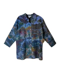 Image 2 of ♻️ UPCYCLED M 100% Silk Coldwater Creek Top in Geode Ice Dye
