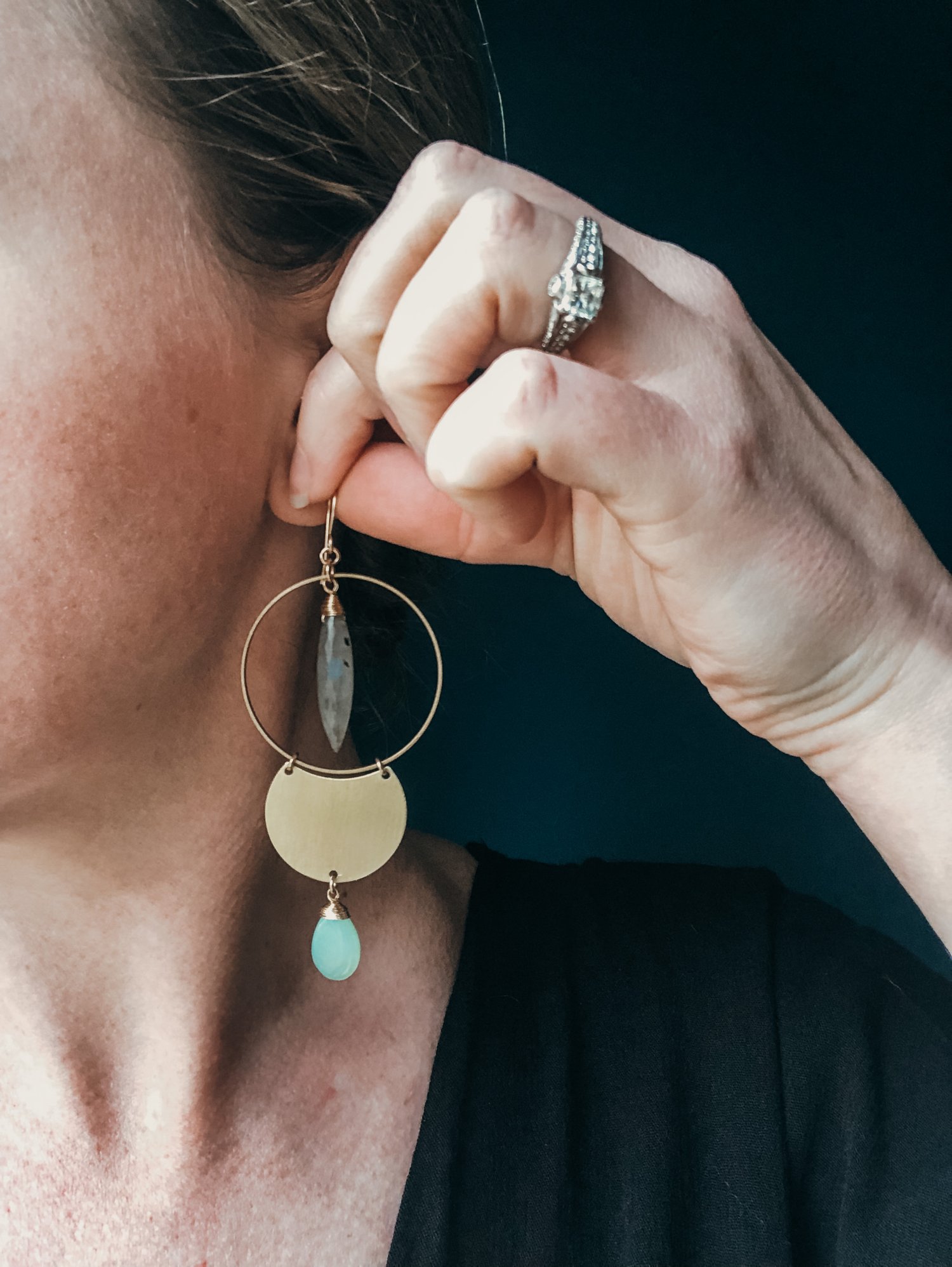 Image of Wisteria Dangles in Labradorite and Chrysoprase