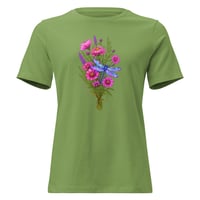Image 7 of Women's Relaxed T-Shirt, Dragonfly Wildflower Bouquet Tee