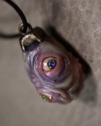 Image 8 of Egg of the King pendant, leather cord, brass hardware, all seeing eyes OOAK, one of a kind 