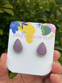 Image 2 of TEAR DROP STUDS - Purple