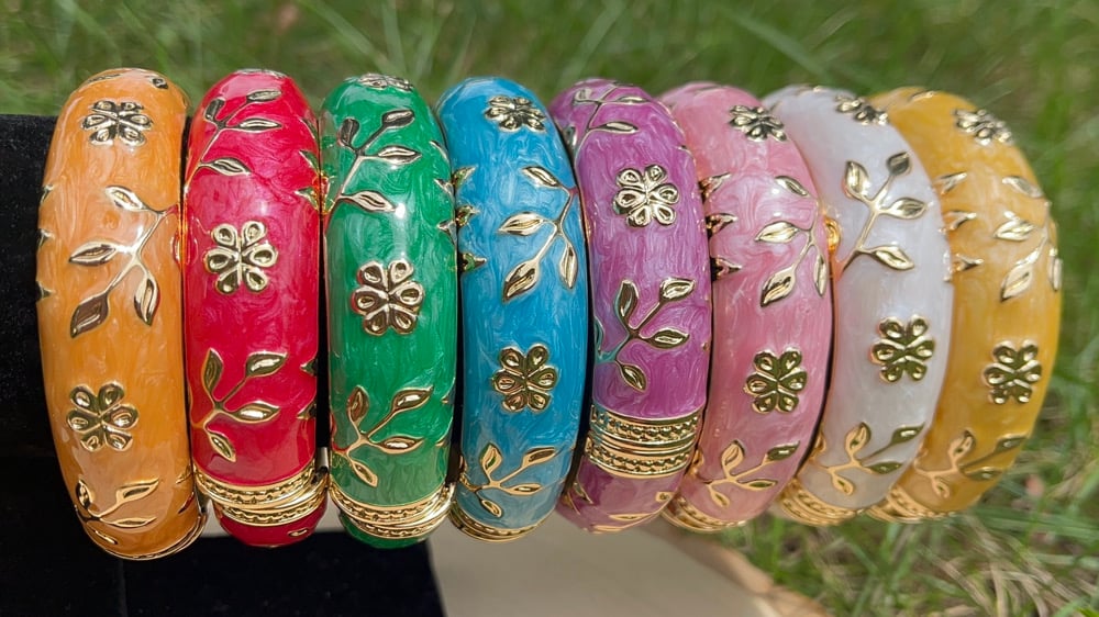 Image of Floral Bangles (Thicker Band) 