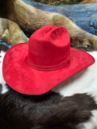 Image 1 of Suede Cowboy Hat Red