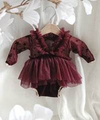 Image 3 of Newborn dress for Christmas photo shoots | Gabrielle |burgundy stars