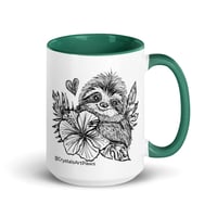 Image 1 of Tropical Flower Sloth Coffee Mug Line Art by CrystalsArtPaws