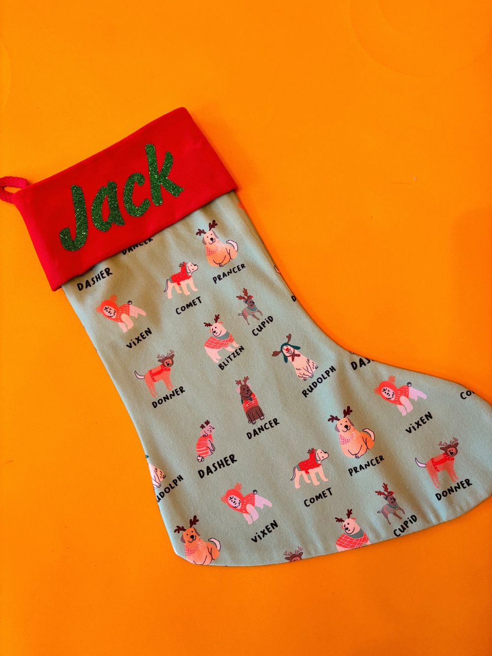 Image of Dog Reindeer Stocking With Free Personalisation 