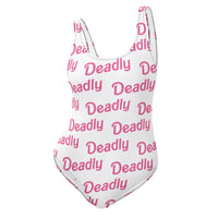 Image 1 of One-Piece Swimsuit "Deadly Barbz" (White)