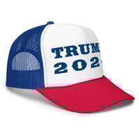 Image 2 of Trump 2024 - Red White Blue - Foam trucker hat from PatriotsCo.com