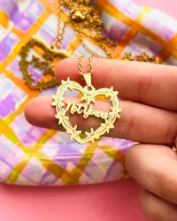 Image 3 of BARBED WIRE HEART PLATE NECKLACES