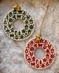 Image 1 of Ceramic Christmas Wreath with Bells (Seconds)