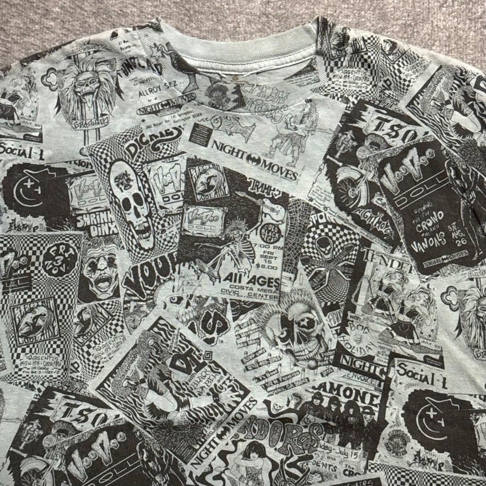 Image of 1990s Grn Apple Punk Rock Flyers Aop Graphic Tee (M)
