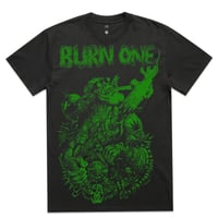 Image 1 of PRE ORDER - BURN ONE, FADED CHARCOAL WITH GREEN PRINT