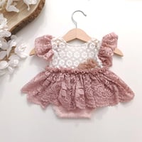 Image 2 of Newborn girls body-dress |Tamia | dusty pink | off white