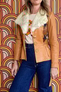 Image 8 of Vintage Leather Patchwork Jacket Xs/S
