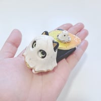 Image 7 of Tuxedo cat glow in dark ghost ring holder ceramic figurine