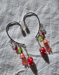 Image 2 of Strawberry Flower Power ear cuff set 🍓🌹❤️