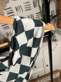 Image 2 of green and white checker scarf 