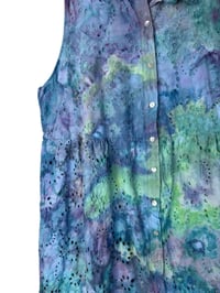 Image 9 of ♻️ UPCYCLED 1X PLUS 100% Cotton Eyelet Dress in Mermaid Watercolor