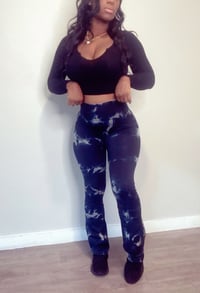 Image 1 of Tye Dye Flare Bottoms (black blue ) 