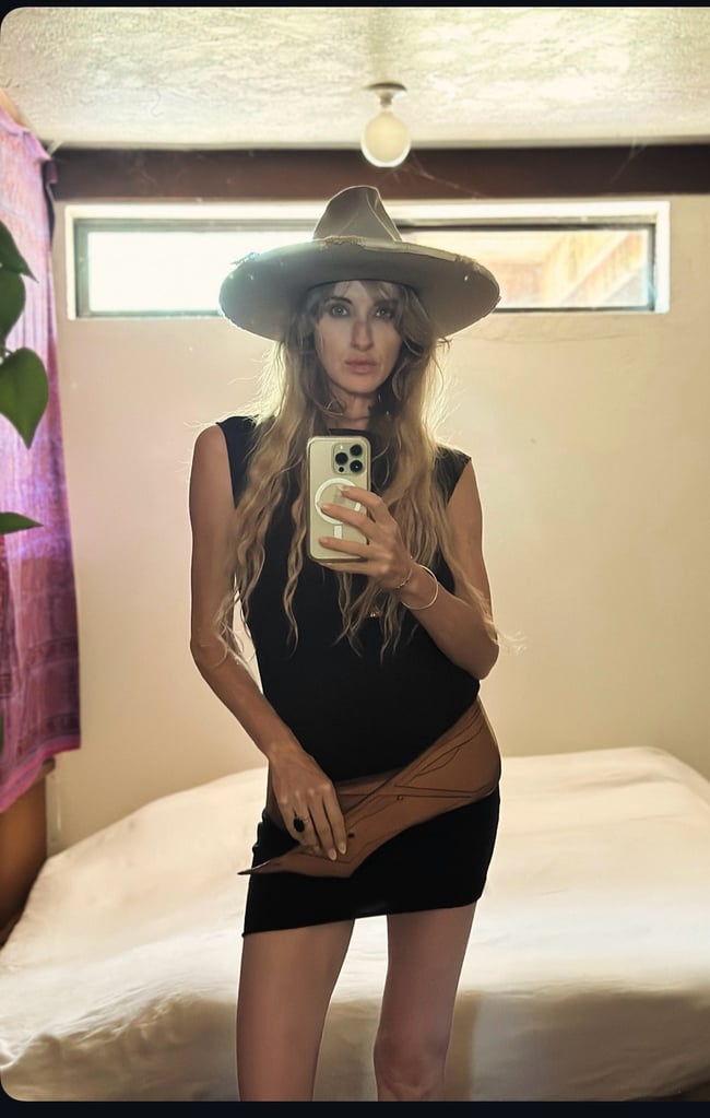 early 70s massive leather crossover hip belt 