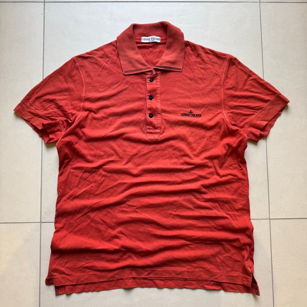 Image of Stone Island Embroidered Polo Shirt, Size Large