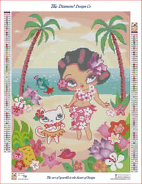 Image 3 of Hula Lulu’s Aloha Kitty Island Full Size Diamond Painting by Miss Fluff