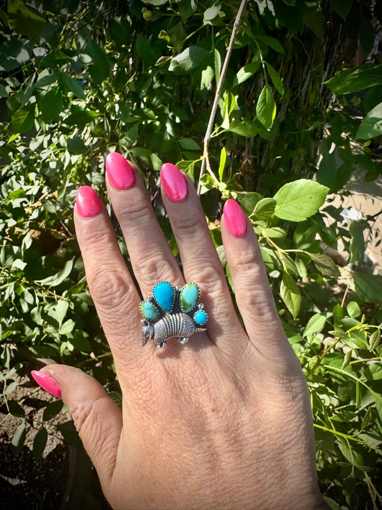 Image of Sonoran Gold & Kingman Armadillo ring - Adjustable