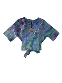 Image 2 of ♻️ UPCYCLED XS Tie Back Cotton Tee in Mermaid Geode Ice Dye