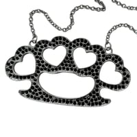Image 2 of black heart brass knuckle necklace 