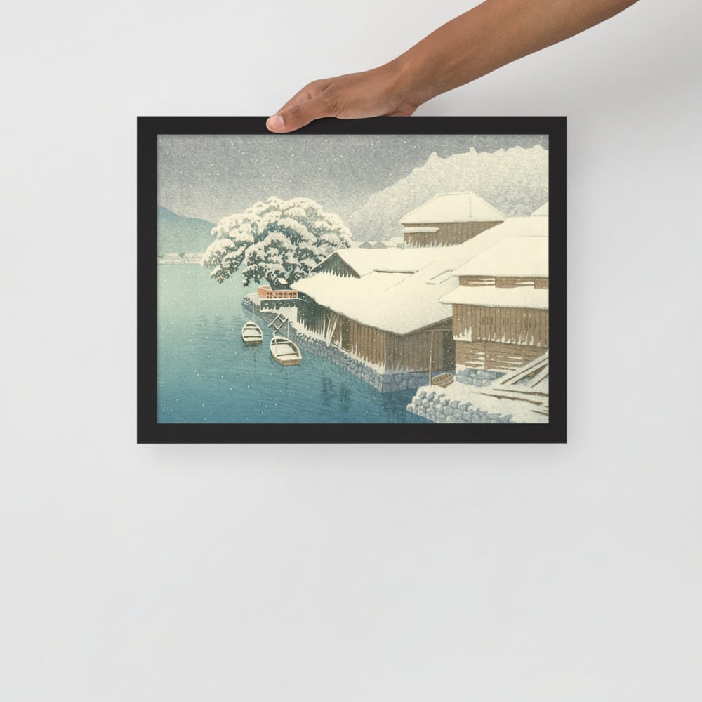 Hasui-kawase:evening-snow - Framed matte paper poster